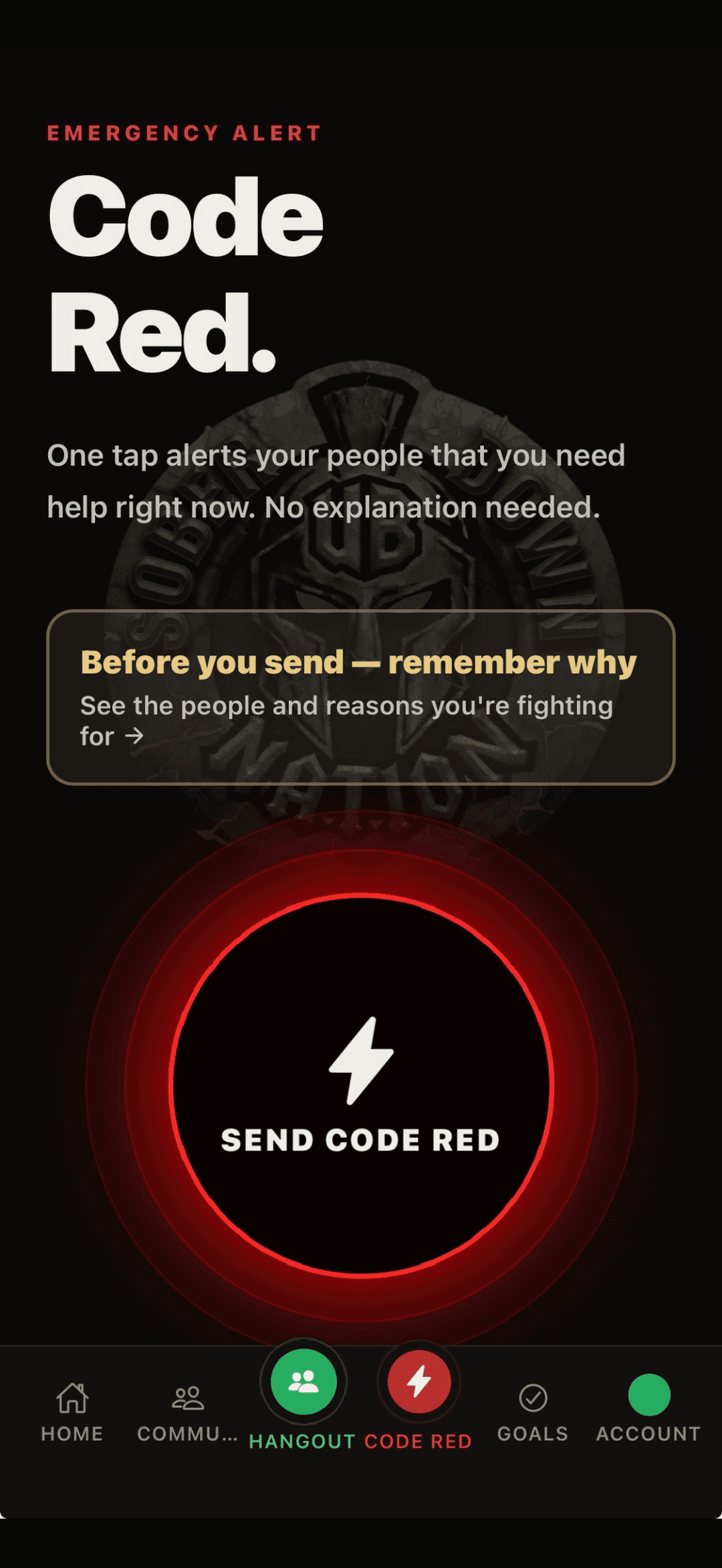 SoberDown app — Code Red