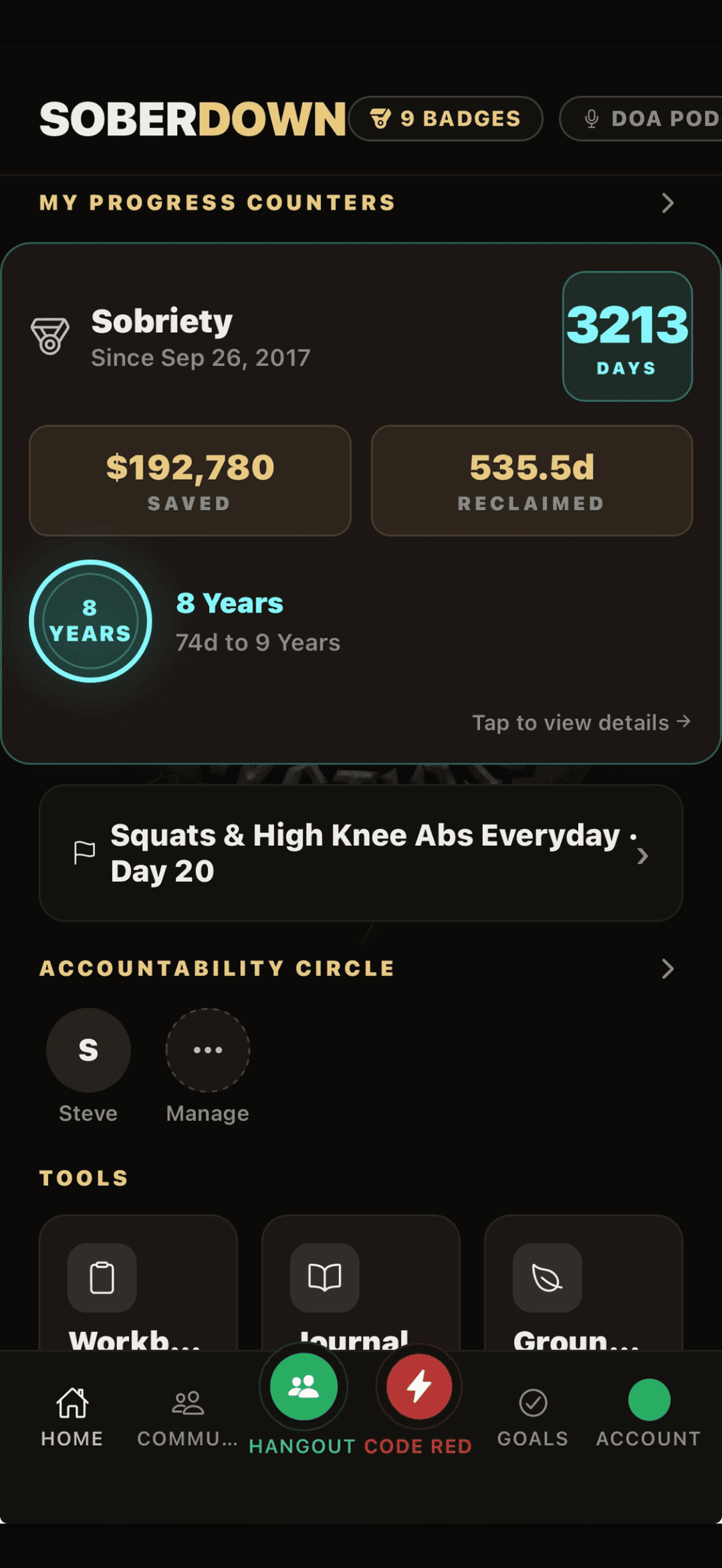 SoberDown app — Sobriety Counter